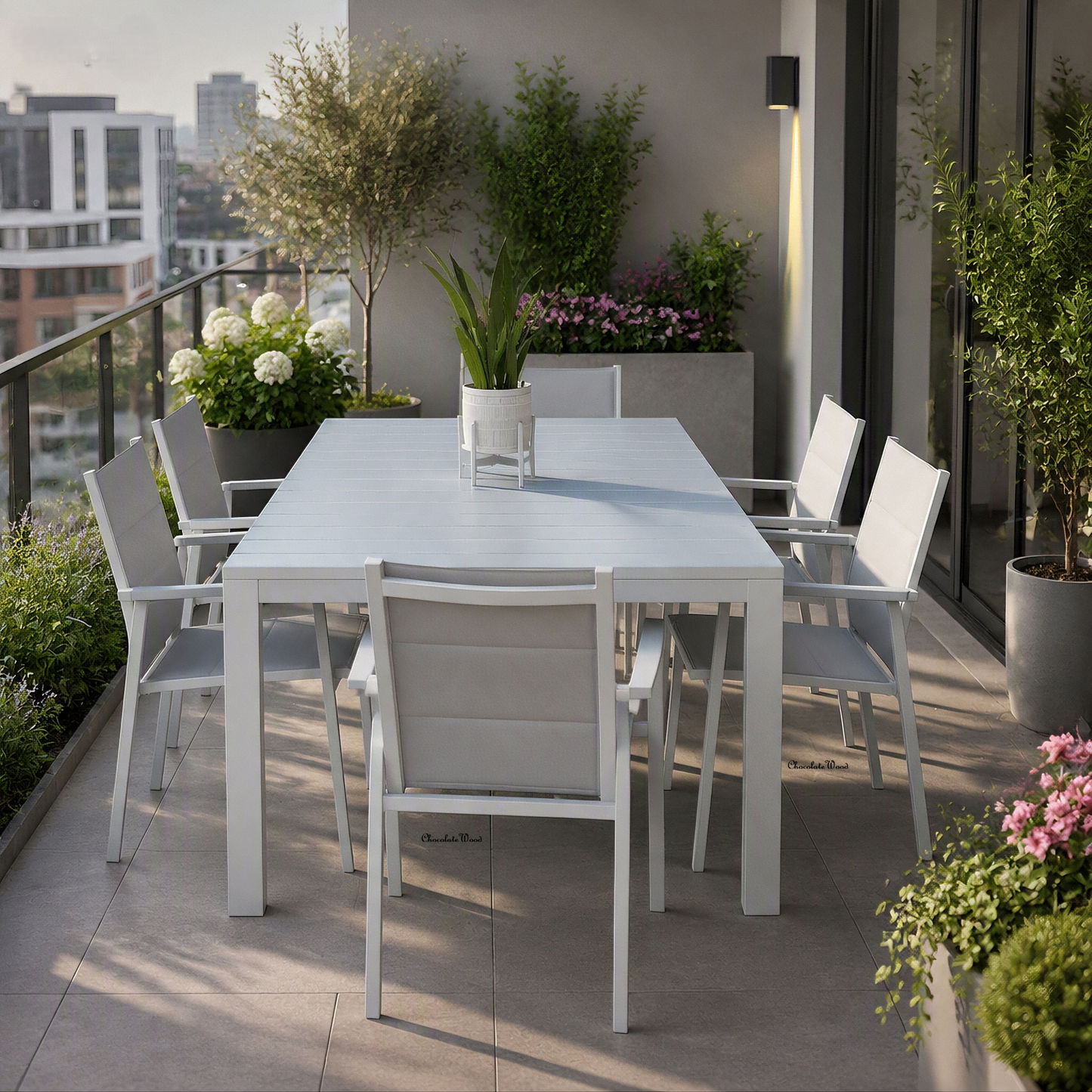 Finnigan 5 pce. Outdoor Aluminium Dining Set in White/Grey