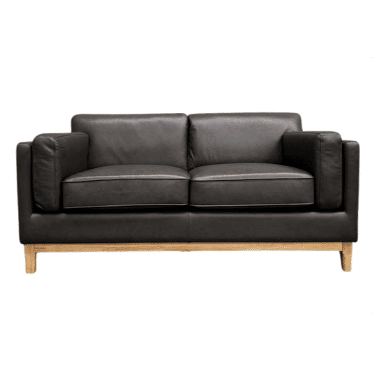 MARQUIS 2-SEATER OSLO LEATHER SOFA BLACK - MyChocolateWood