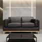 Marquis 2-Seater Oslo Leather Sofa in Black - Chocolate Wood