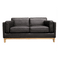 Marquis 2-Seater Oslo Leather Sofa in Black - Chocolate Wood
