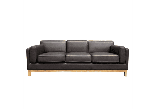 MARQUIS  3-SEATER OSLO LEATHER SOFA BLACK - MyChocolateWood