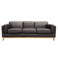Marquis 3-Seater Oslo Leather Sofa in Black - Chocolate Wood