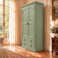Cambridge Wardrobe / Armoire in Green Spruce - Chocolate Wood