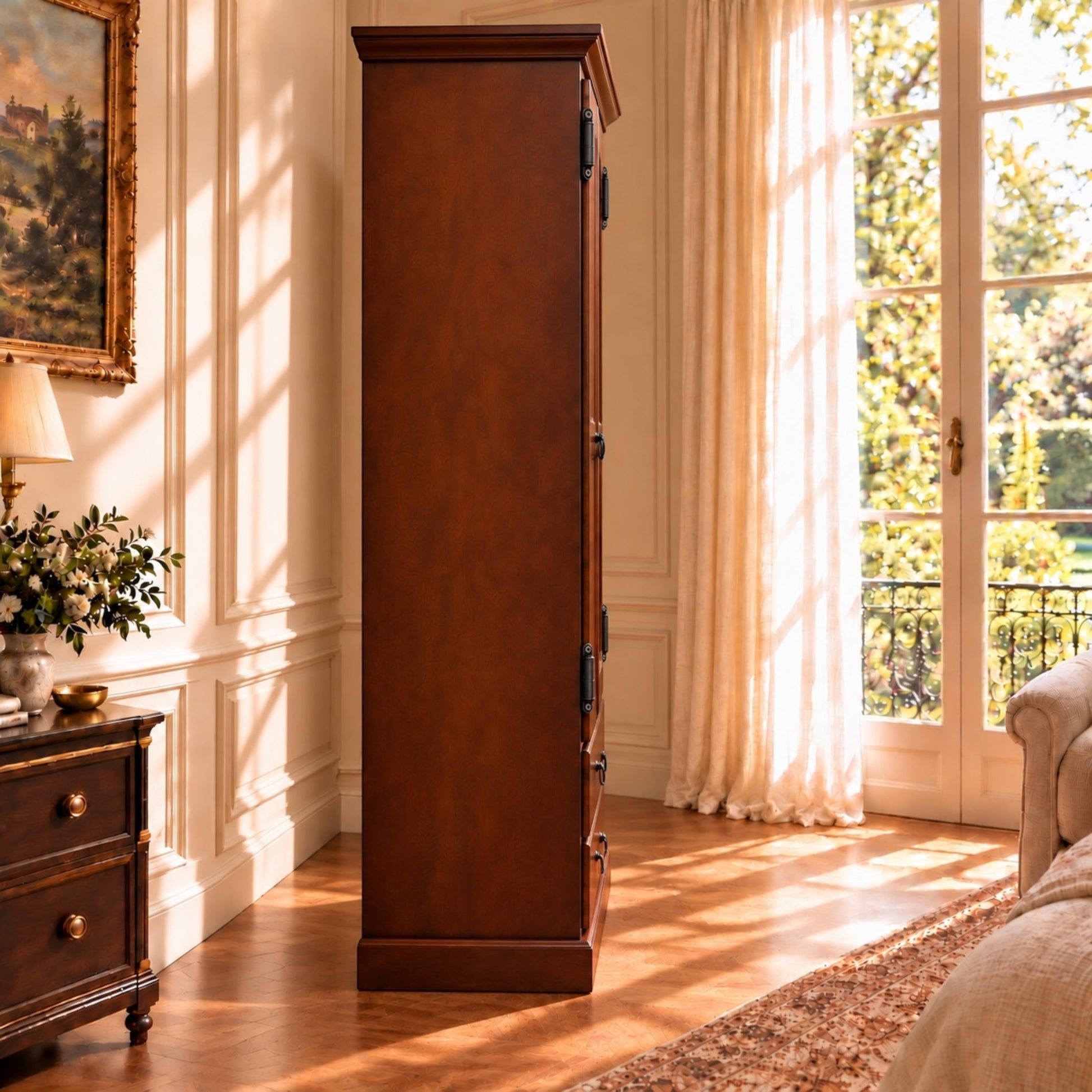 Cambridge Wardrobe / Armoire in Brown Stain - Chocolate Wood