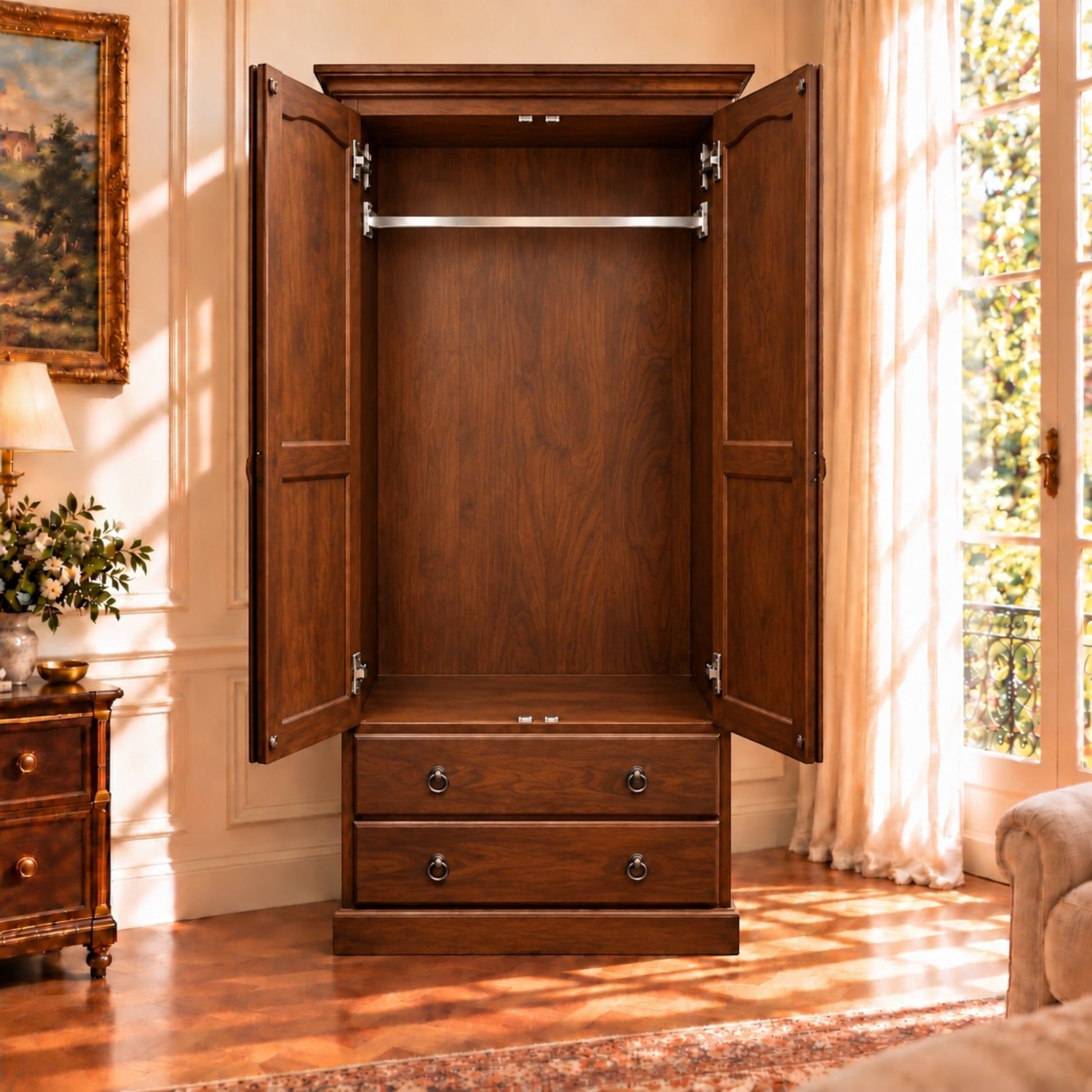 Cambridge Custom Made Solid NZ Pine Wardrobe / Armoire - Chocolate Wood