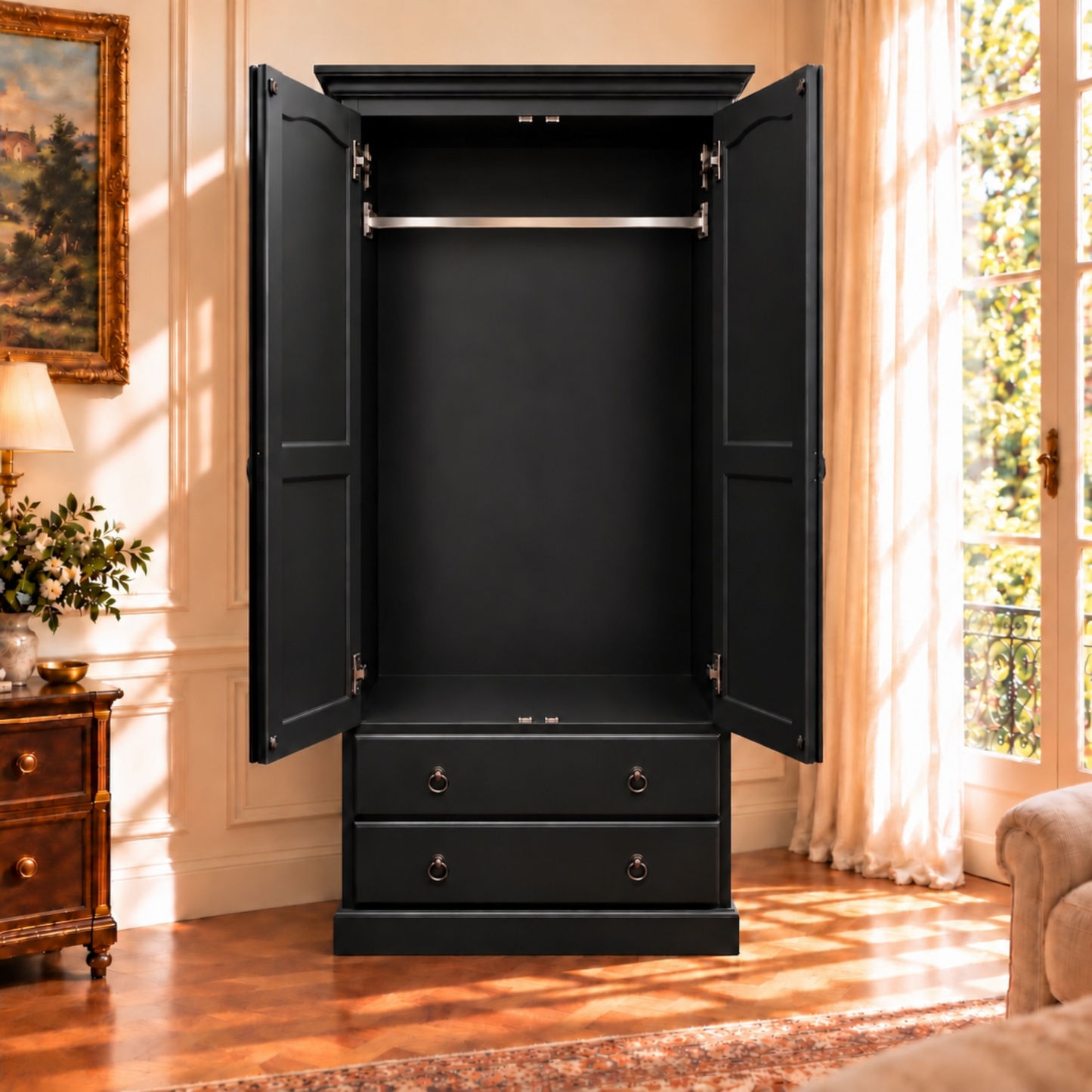 Cambridge Custom Made Solid NZ Pine Wardrobe / Armoire - Chocolate Wood