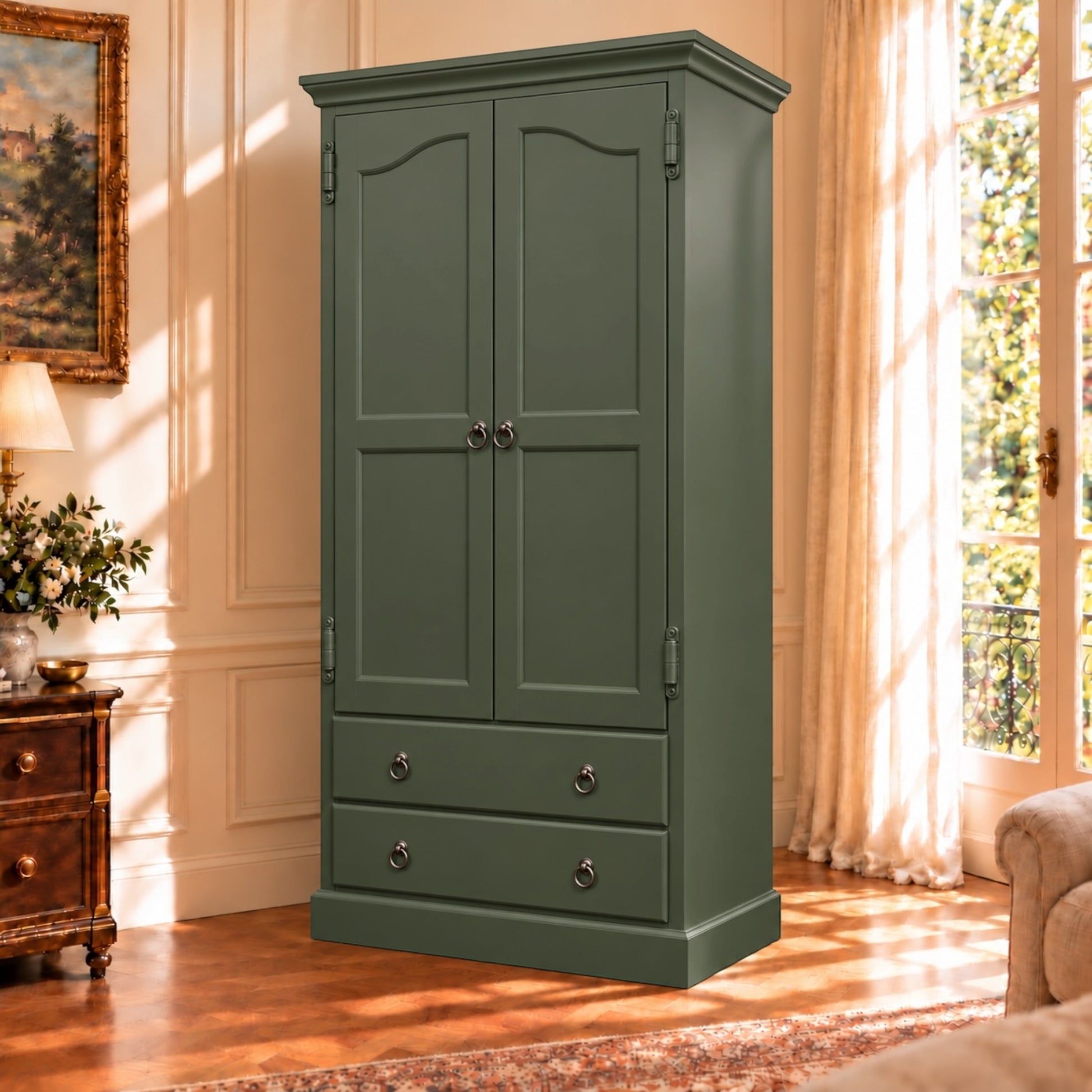Cambridge Custom Made Solid NZ Pine Wardrobe / Armoire - Chocolate Wood