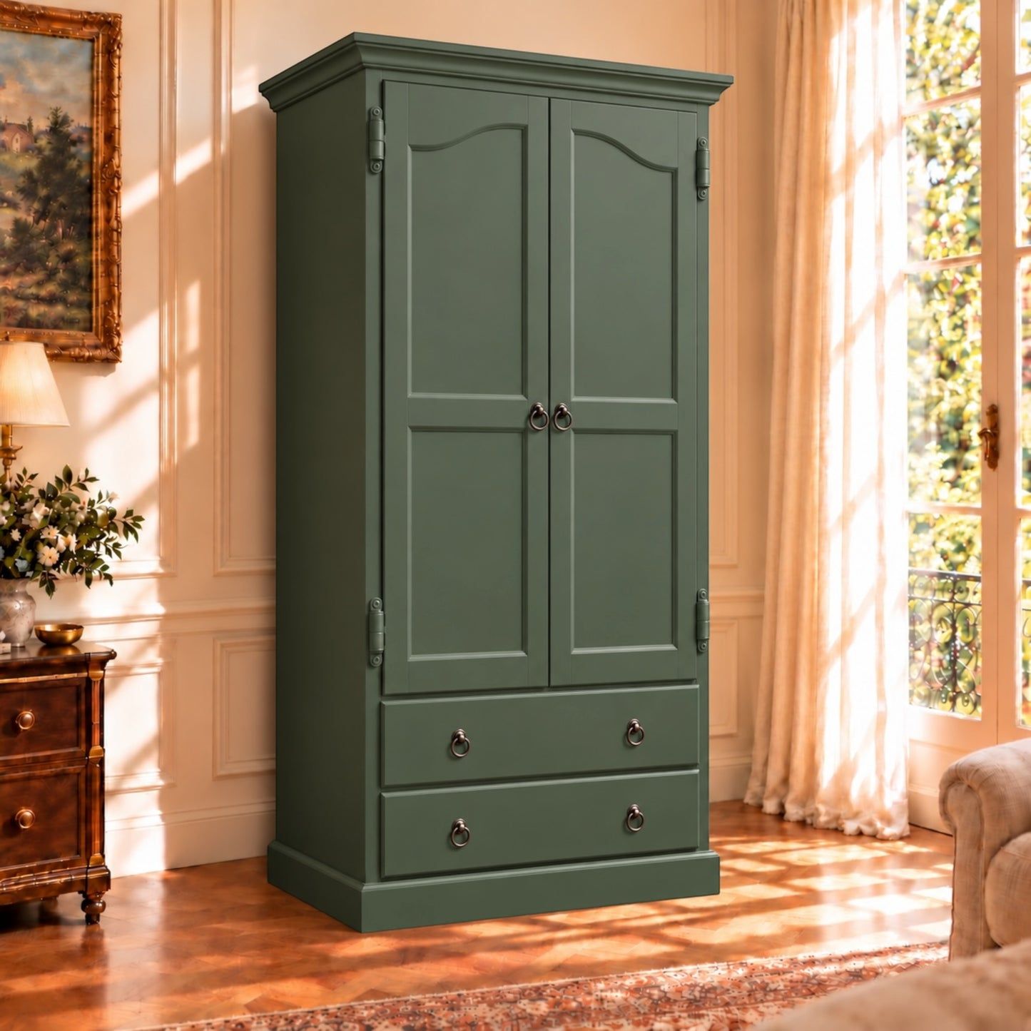 Cambridge Custom Made Solid NZ Pine Wardrobe / Armoire - Chocolate Wood