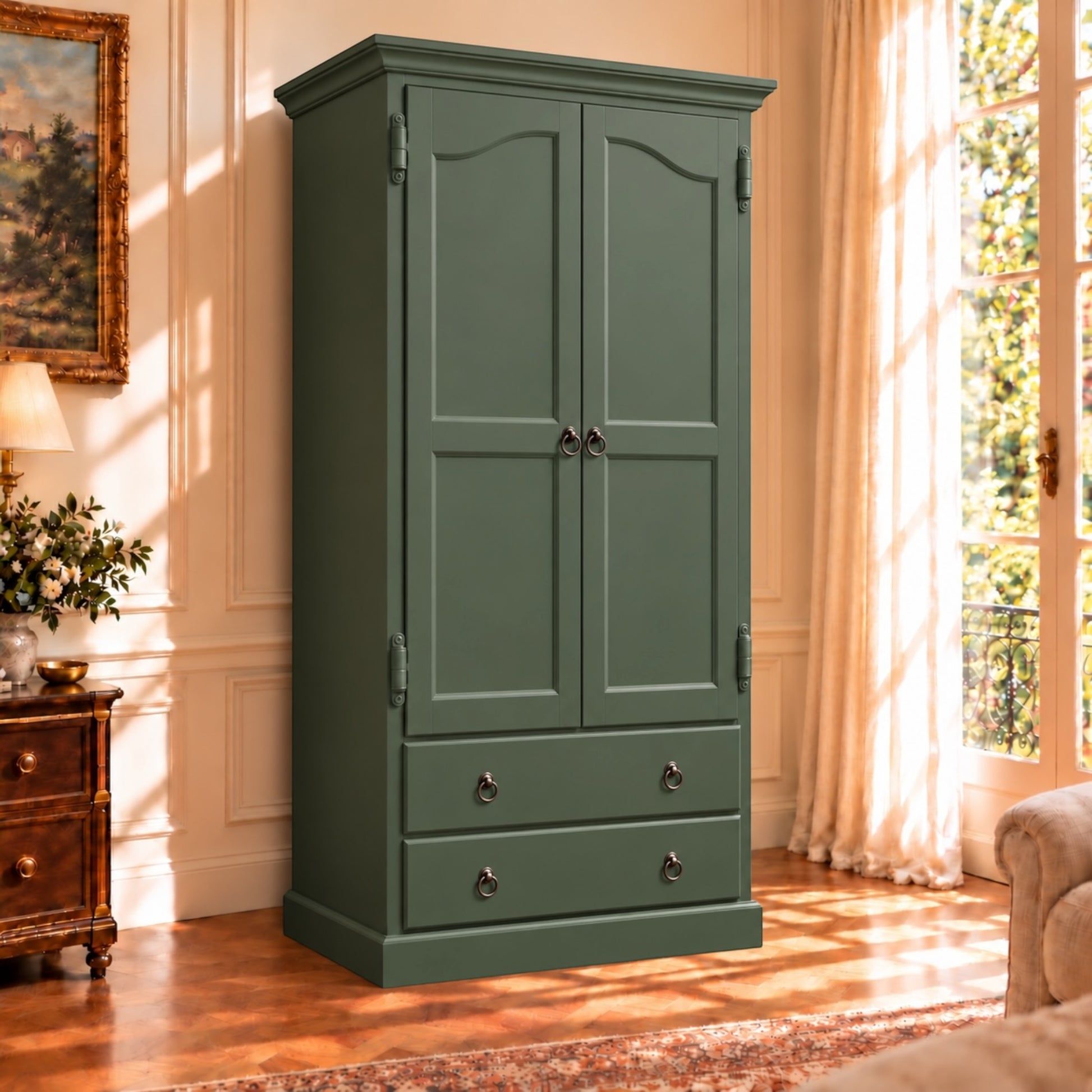 Cambridge Custom Made Solid NZ Pine Wardrobe / Armoire - Chocolate Wood