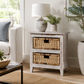Cove Mahogany Whitewash 2-Drawer Bedside Table/Chest of Drawers with 2 Rattan Baskets