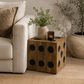 The Diceman Mango Wood Side Table/Lamp Table/Square Stool in Rustic / Black