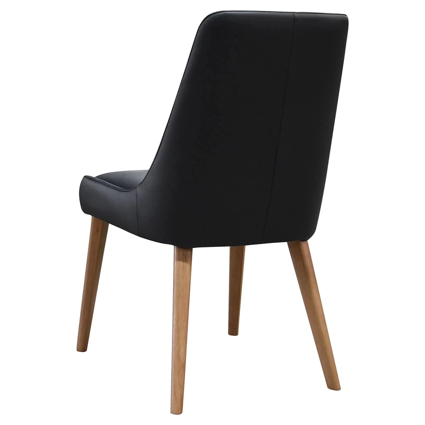 ELISEO LEATHER DINING CHAIR - SOLID TIMBER FRAME - BLACK - MyChocolateWood