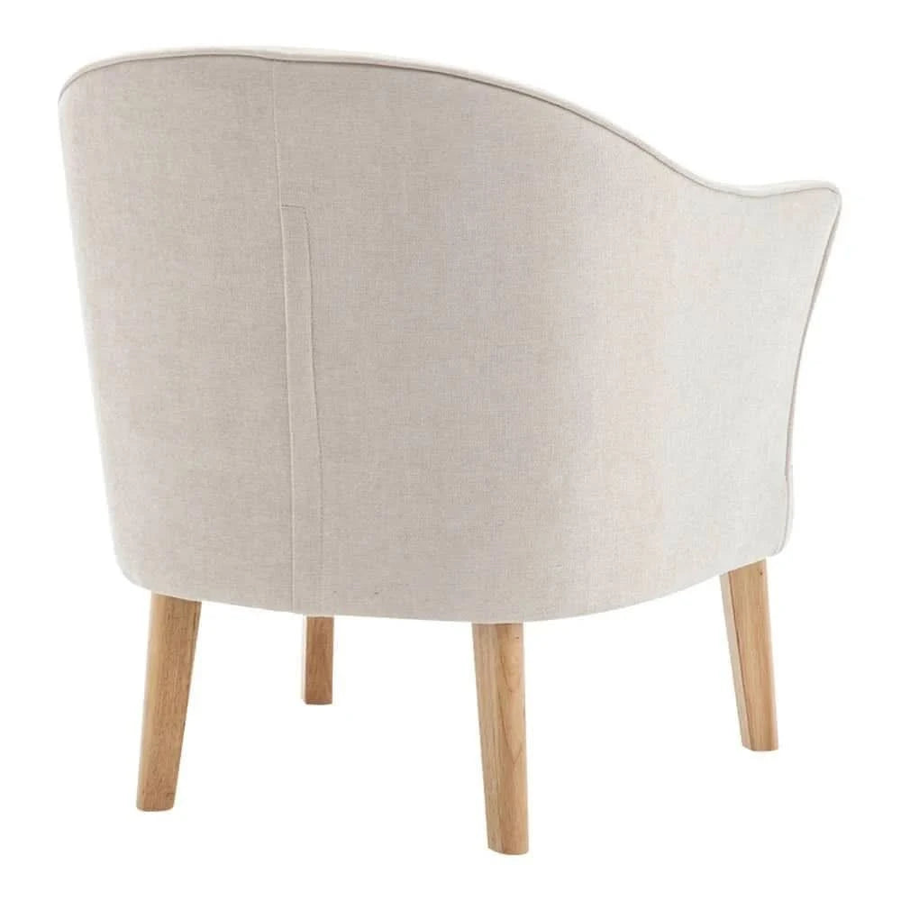 ELMORE CHENILLE FABRIC TUB CHAIR/OCCASIONAL CHAIR CREAM - MyChocolateWood