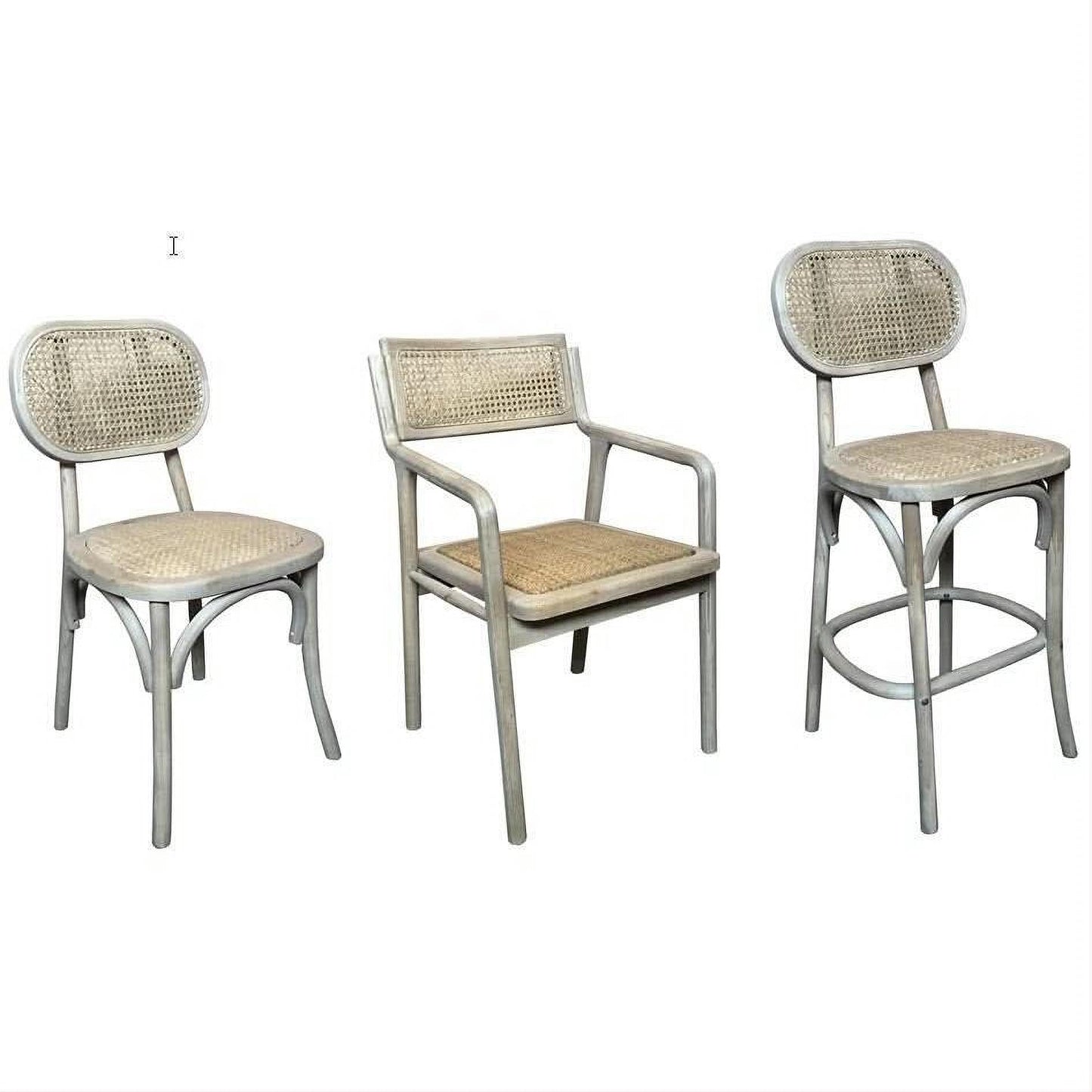 BAHAMAS HAMPTON STYLE ELMWOOD/RATTAN DINING ARMCHAIR GREY - MyChocolateWood