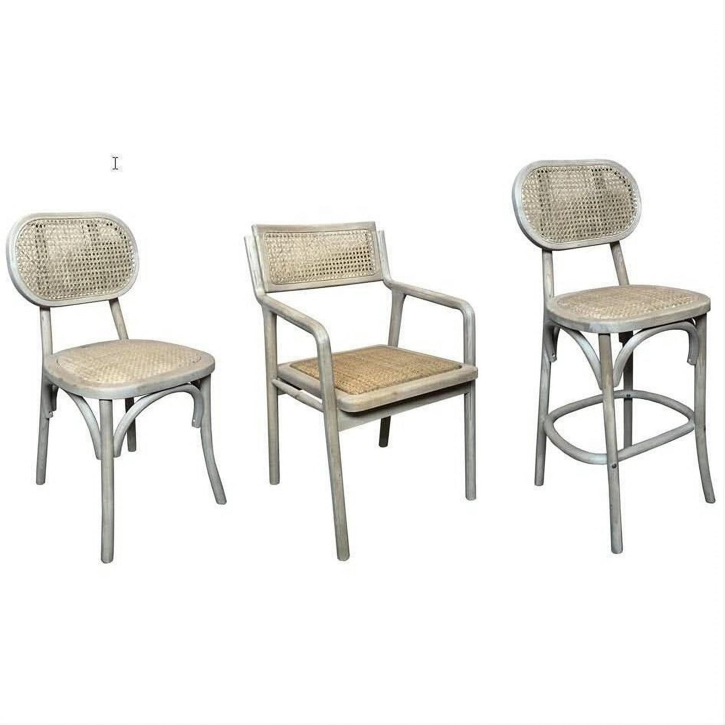 BAHAMAS HAMPTON STYLE ELMWOOD/RATTAN DINING ARMCHAIR GREY