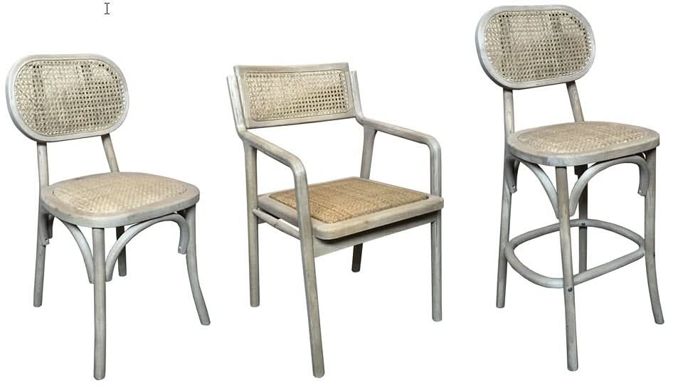 BAHAMAS HAMPTON STYLE ELMWOOD/RATTAN DINING ARMCHAIR GREY - MyChocolateWood