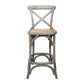 Emerson Cross Back Bar Stool with Rattan Seat in Grey - Chocolate Wood