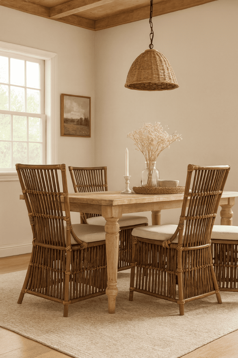NAPOLI HAMPTONS STYLE RATTAN DINING CHAIR IN ANTIQUE HONEY - MyChocolateWood