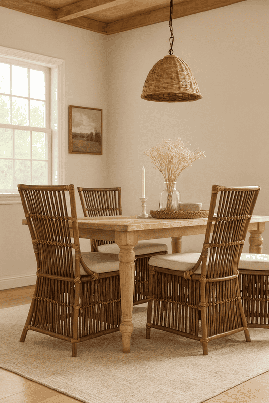 NAPOLI HAMPTONS STYLE RATTAN DINING CHAIR IN ANTIQUE HONEY - MyChocolateWood
