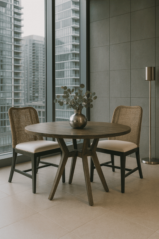 LANCASTER HAMPTONS RATTAN DINING CHAIR IN PECAN BROWN /BLACK LEGS - MyChocolateWood