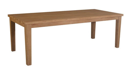 Alanya Solid Eucalyptus Timber Rectangular Outdoor Dining Table 220cm in Brushed Eucalyptus - Chocolate Wood