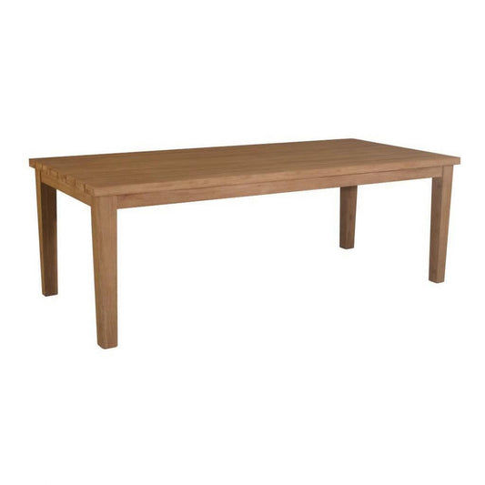 Alanya Solid Eucalyptus Timber Rectangular Outdoor Dining Table 220cm in Brushed Eucalyptus - Chocolate Wood