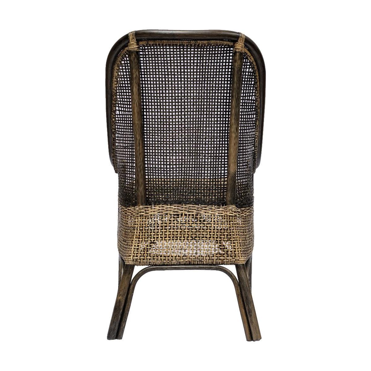 Malibu Hamptons Rattan Dining Chair in Black Shadow - Chocolate Wood