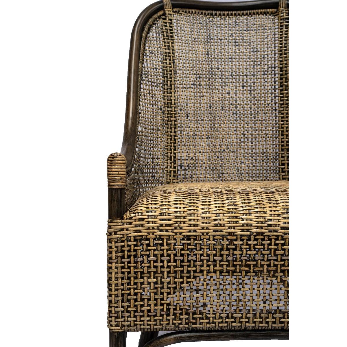 Malibu Hamptons Rattan Dining Chair in Black Shadow - Chocolate Wood