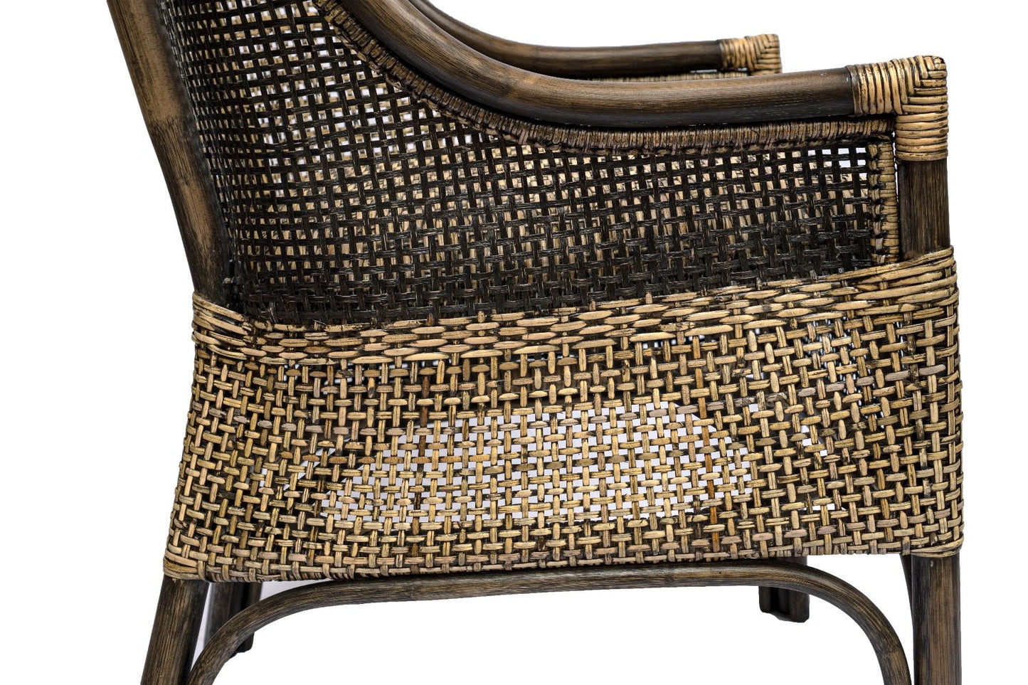 Malibu Hamptons Rattan Counter Stool in Black Shadow - Chocolate Wood