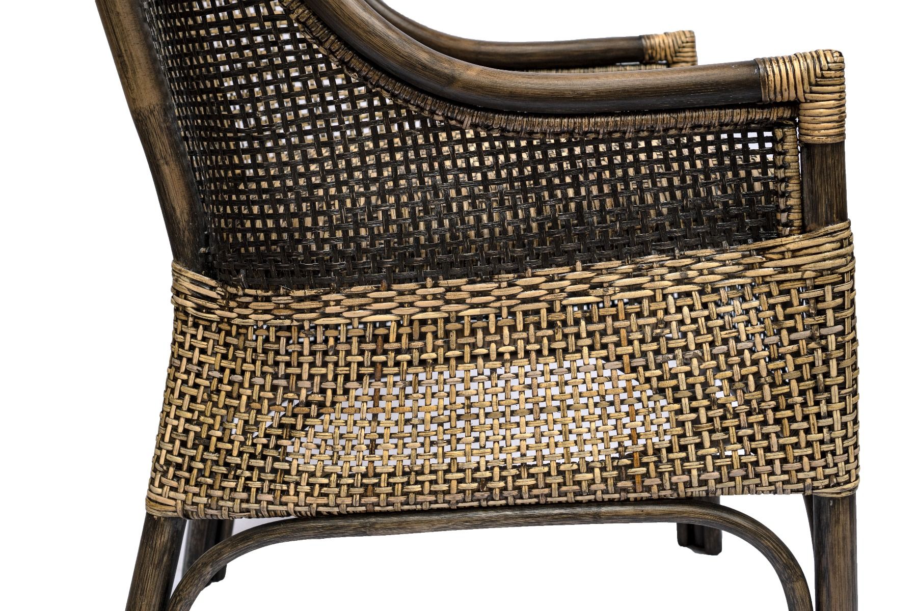 Malibu Hamptons Rattan Counter Stool in Black Shadow - Chocolate Wood