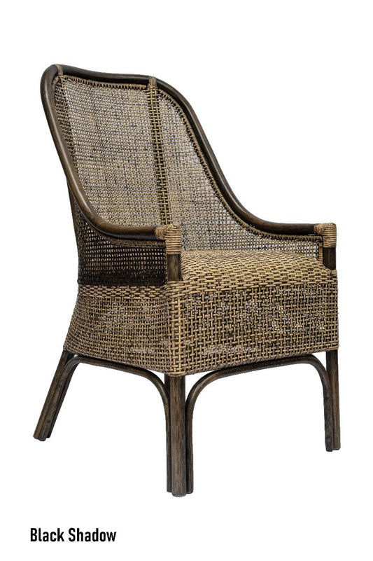 MALIBU HAMPTONS RATTAN DINING CHAIR IN BLACK SHADOW - MyChocolateWood