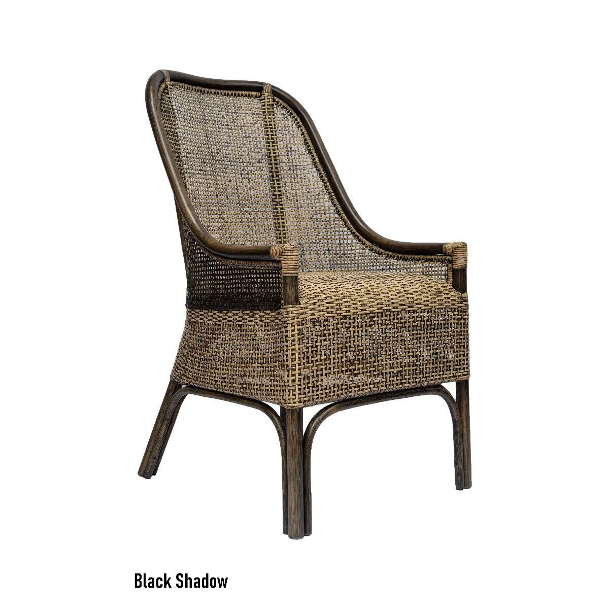 Malibu Hamptons Rattan Dining Chair in Black Shadow - Chocolate Wood