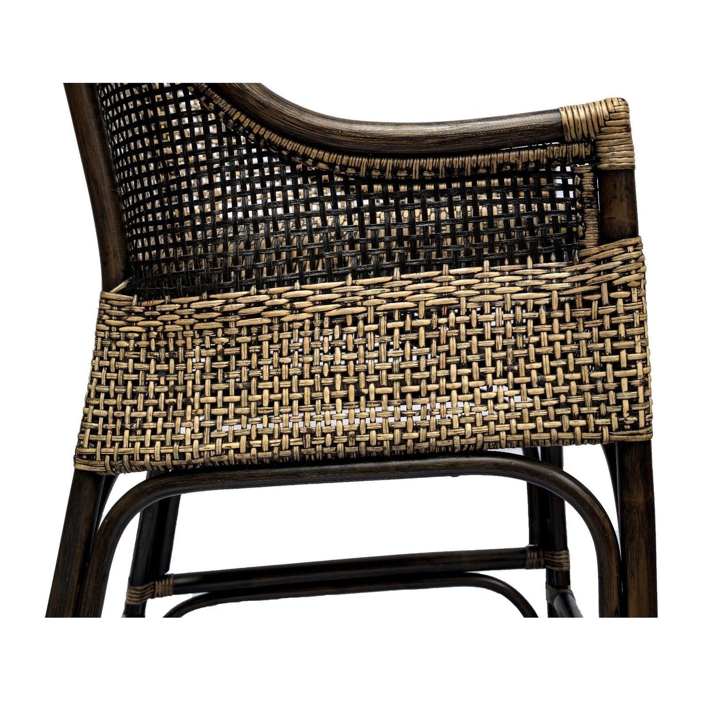 Malibu Hamptons Rattan Counter Stool in Black Shadow - Chocolate Wood
