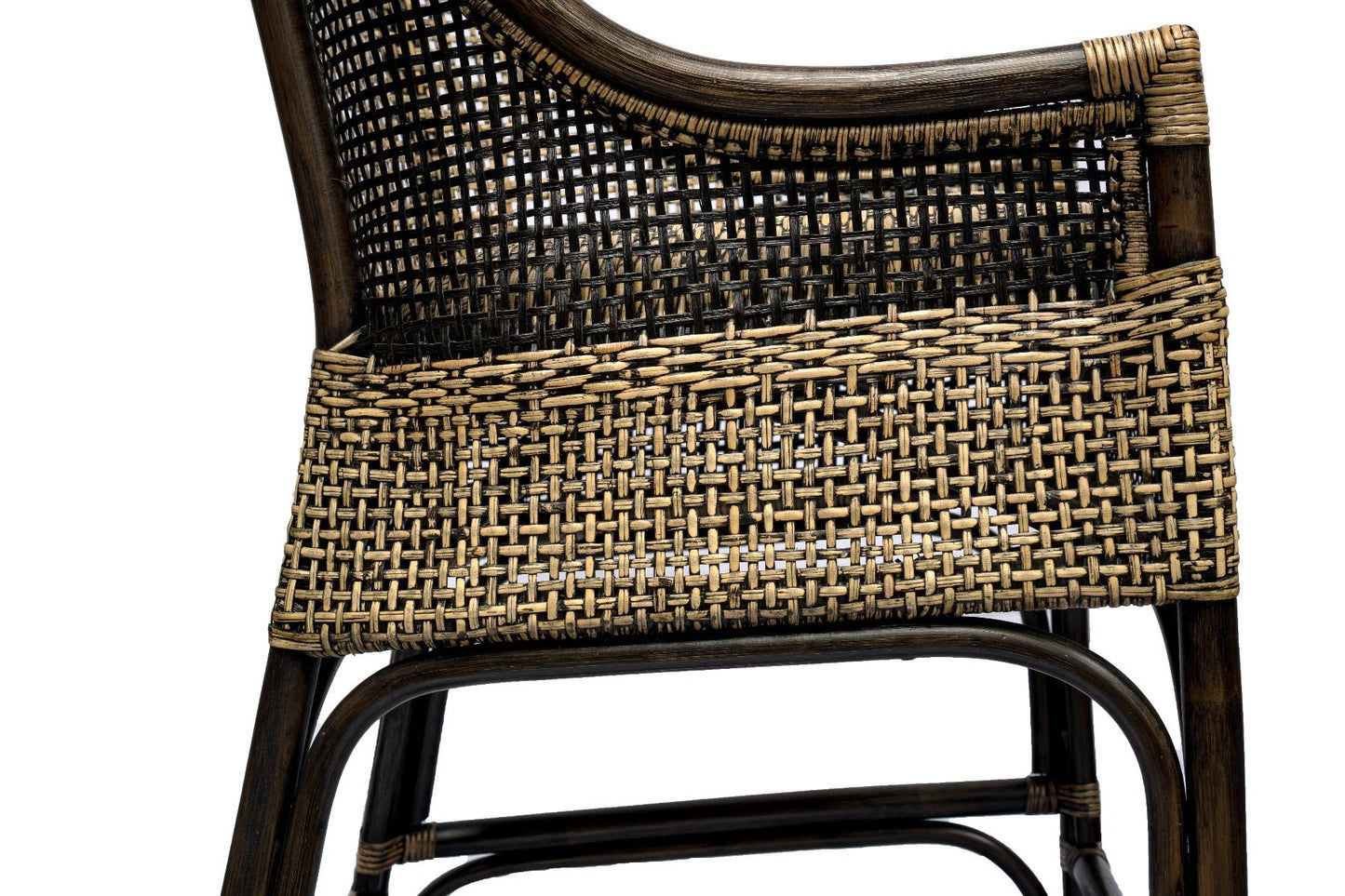 Malibu Hamptons Rattan Counter Stool in Black Shadow - Chocolate Wood