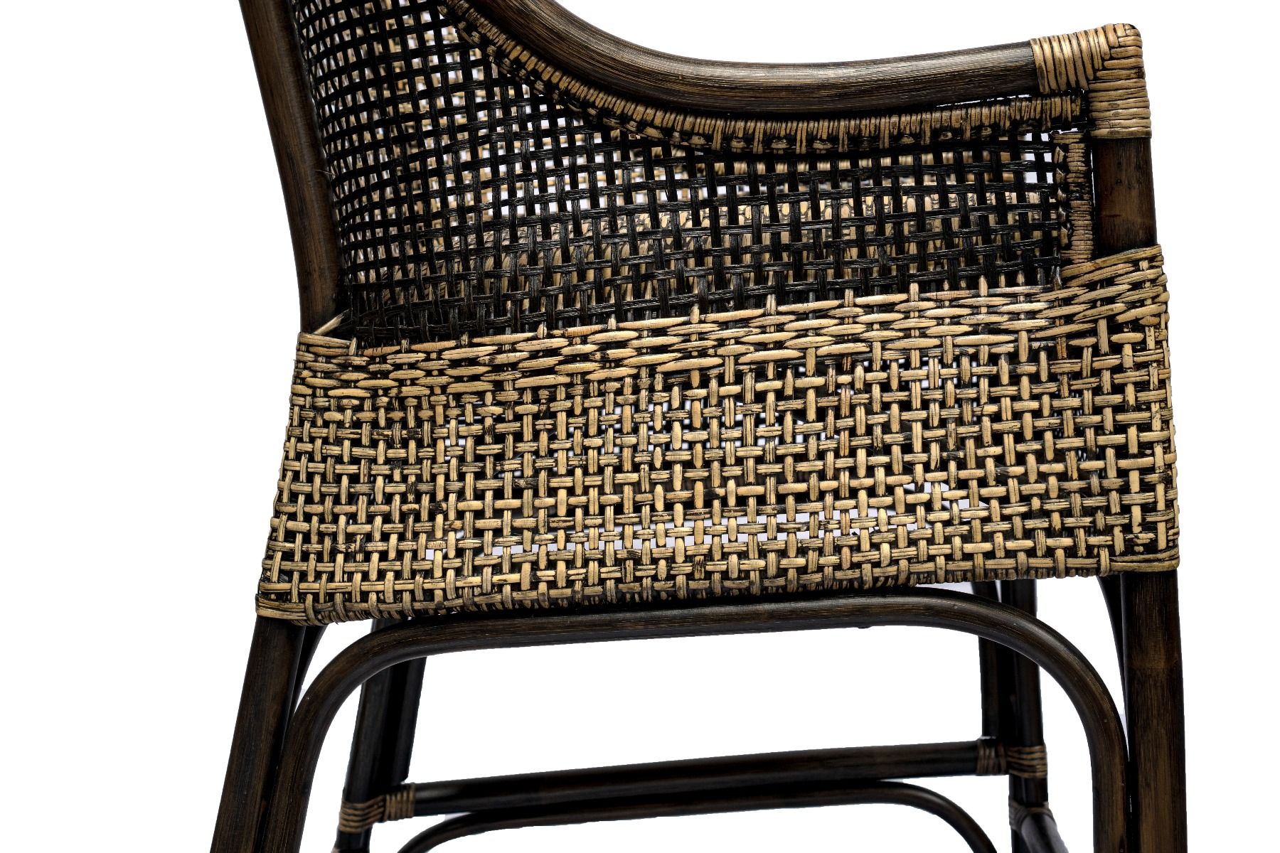 Malibu Hamptons Rattan Counter Stool in Black Shadow - Chocolate Wood