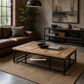 Medford Recycled Elm Wood Coffee Table/Iron Frame - Natural/Black - Industrial Style