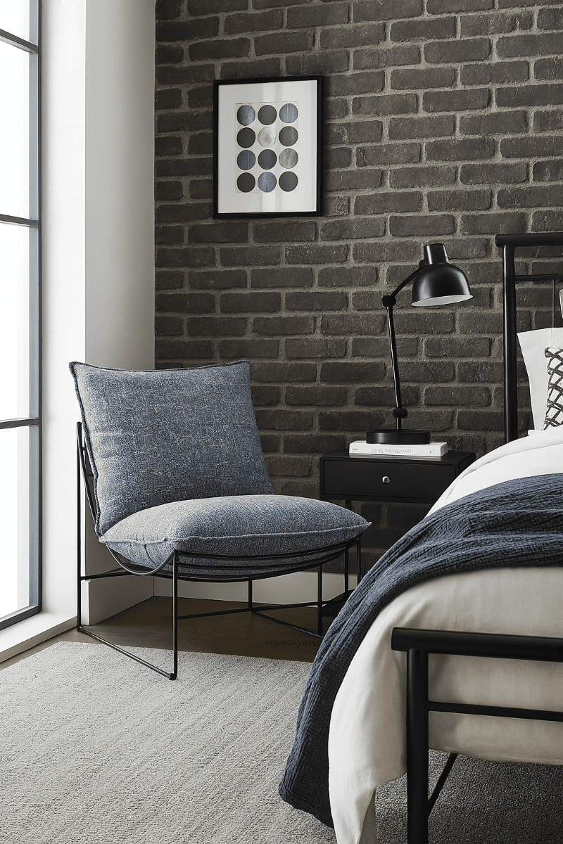 Silva Fabric Armless Lounge Chair in Marine