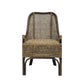 Malibu Hamptons Rattan Dining Chair in Black Shadow, front view on white background - Chocolate Wood
