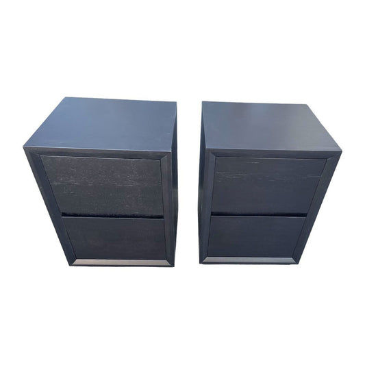 2 X BELLINI 2 DRAWER BEDSIDE TABLES IN TASSIE OAK MATT SOLID BLACK
