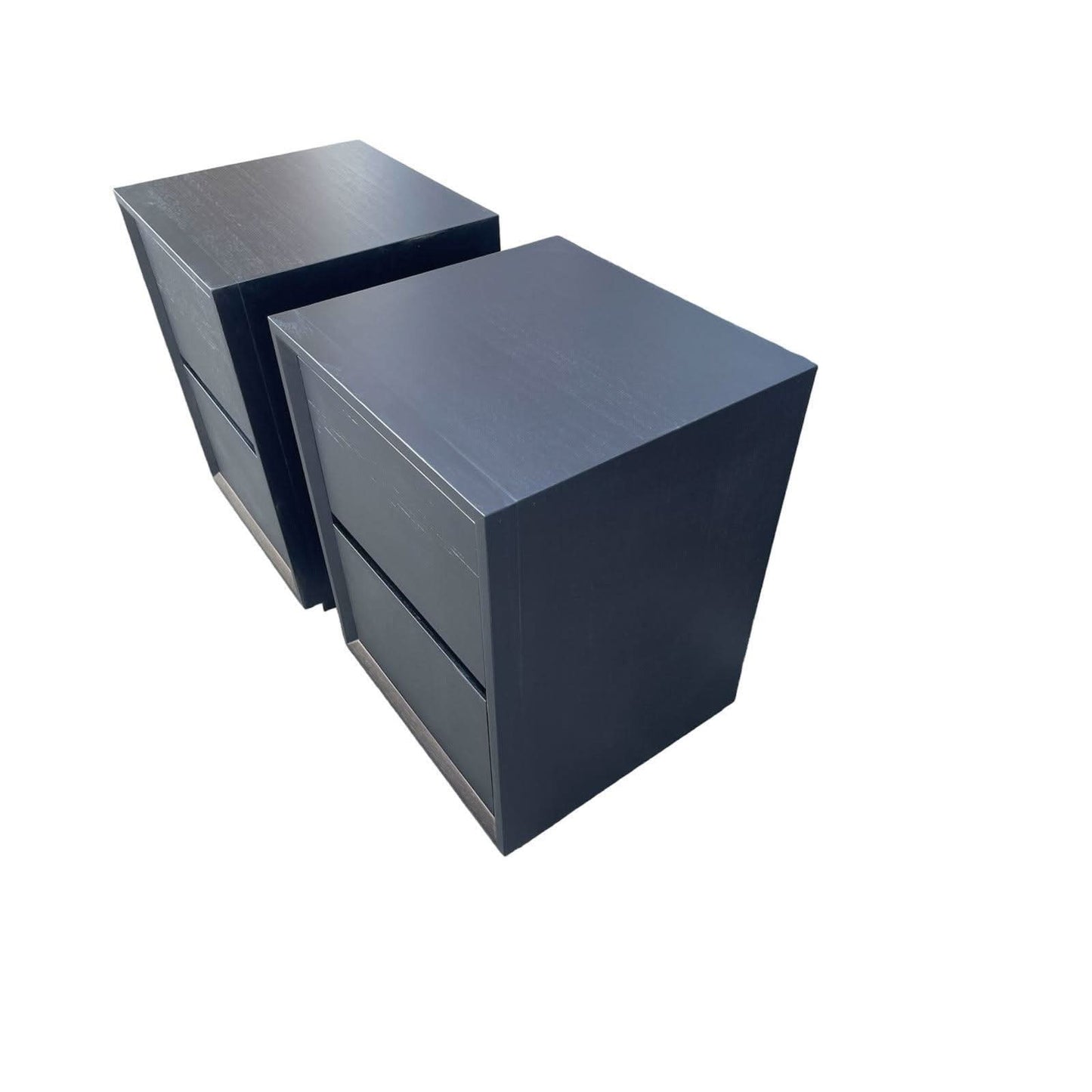 2 X BELLINI 2 DRAWER BEDSIDE TABLES IN TASSIE OAK MATT SOLID BLACK - MyChocolateWood