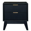2 X ELIJAH ACACIA WOOD BEDSIDE TABLES 2 DRAWERS IN BRUSHED BLACK
