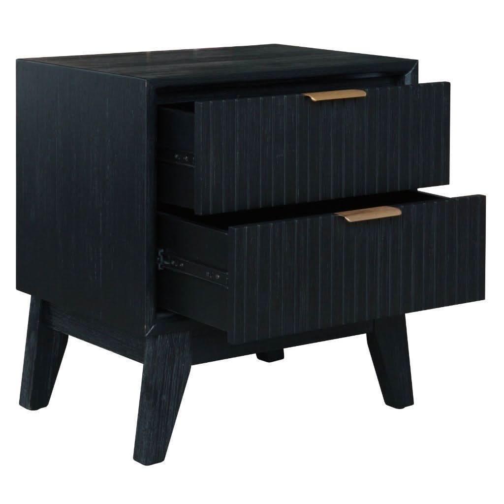 2 X ELIJAH ACACIA WOOD BEDSIDE TABLES 2 DRAWERS IN BRUSHED BLACK - MyChocolateWood
