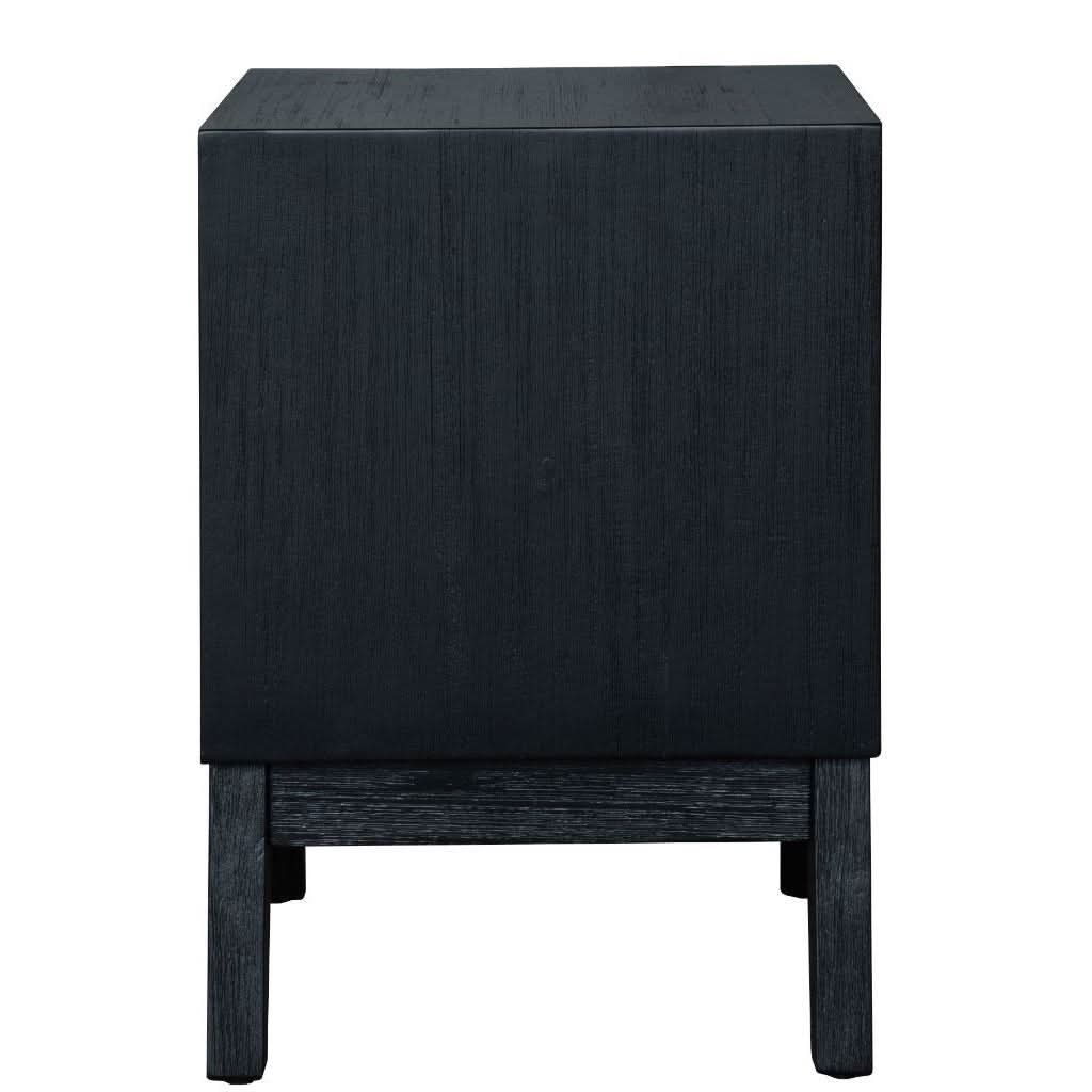 2 X ELIJAH ACACIA WOOD BEDSIDE TABLES 2 DRAWERS IN BRUSHED BLACK - MyChocolateWood