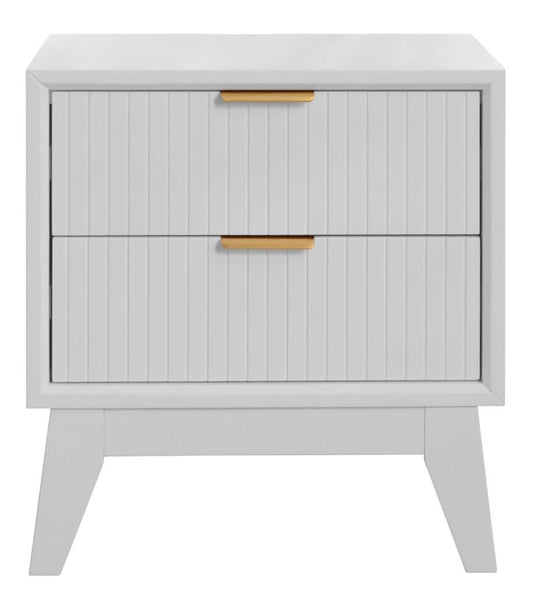 2 X ELIJAH ACACIA WOOD BEDSIDE TABLES 2 DRAWERS IN WHITE - MyChocolateWood