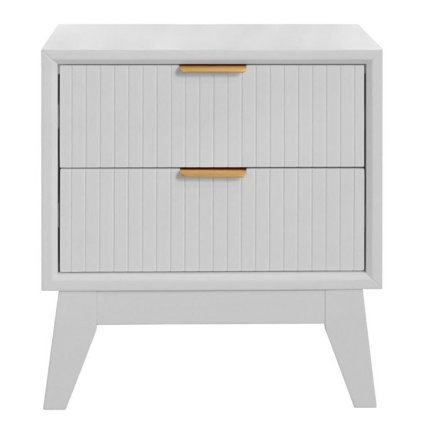 2 x Elijah Acacia Wood 2-Drawer Bedside Tables in White - Chocolate Wood