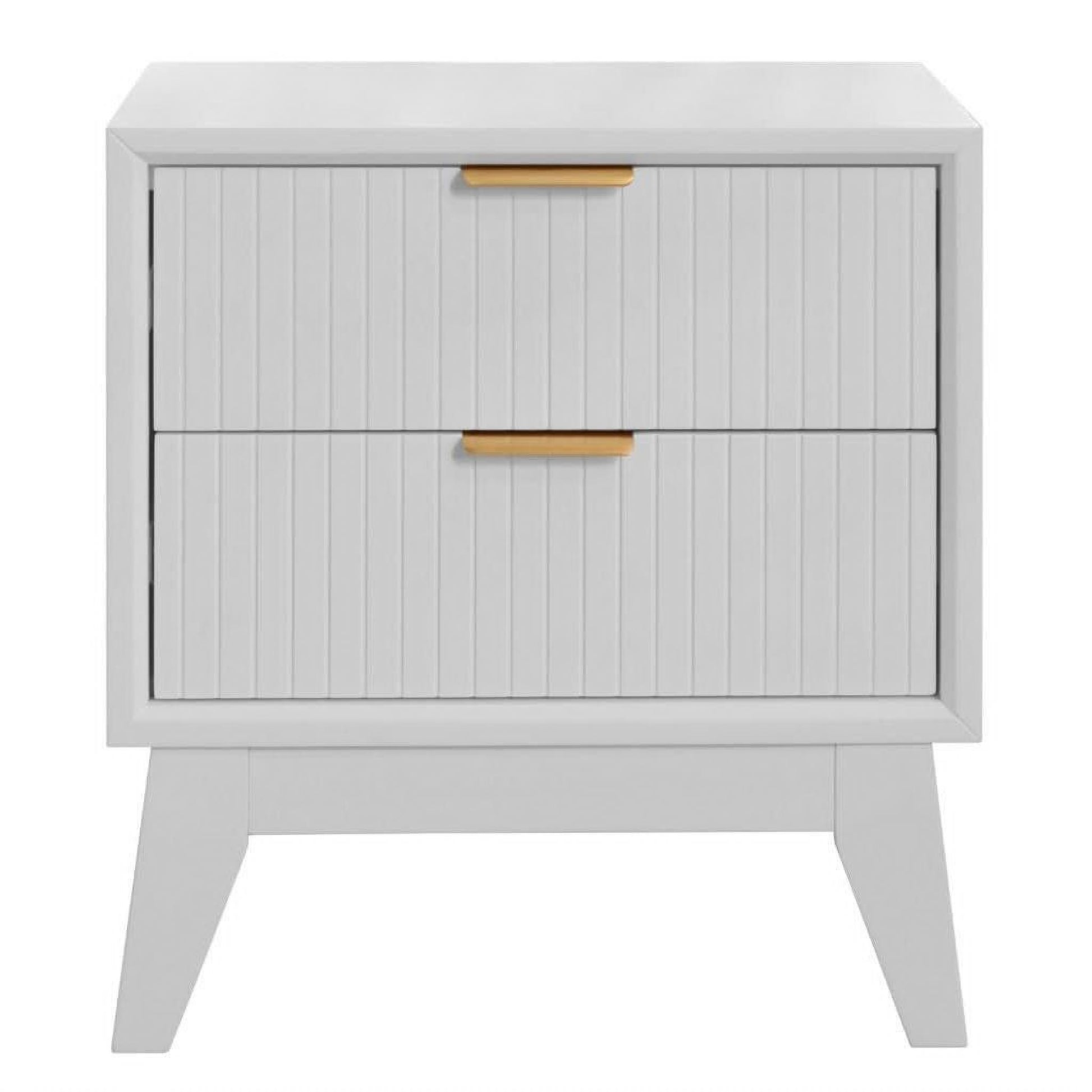 2 x Elijah Acacia Wood 2-Drawer Bedside Tables in White - Chocolate Wood