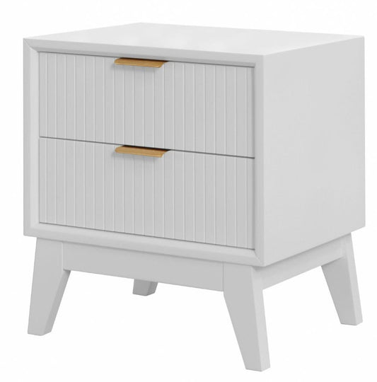 2 X ELIJAH ACACIA WOOD BEDSIDE TABLES 2 DRAWERS IN WHITE - MyChocolateWood