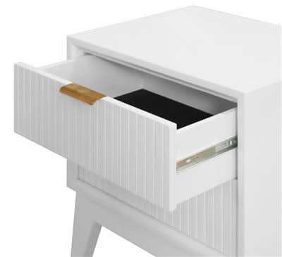 2 X ELIJAH ACACIA WOOD BEDSIDE TABLES 2 DRAWERS IN WHITE - MyChocolateWood