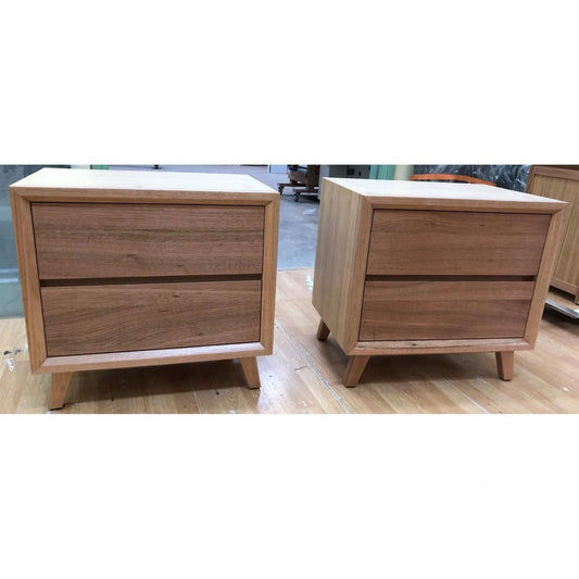2 X MIRANDA 2-DRAWER BEDSIDE TABLES IN SOLID VICTORIAN ASH - NON-TOXIC - MyChocolateWood
