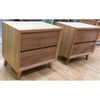 2 X MIRANDA 2 DRAWER BEDSIDE TABLES IN TASSIE OAK CLEAR LACQUER